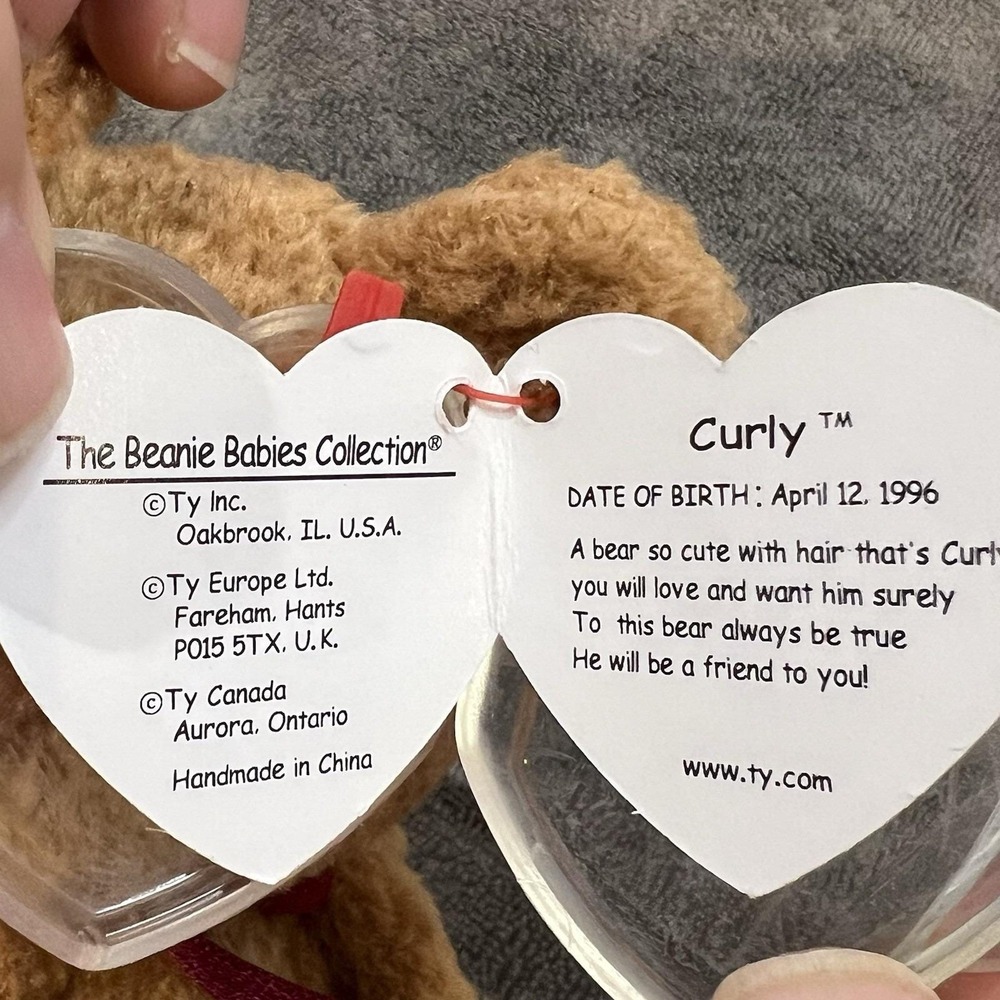 Ty Beanie Babies Curly The Bear - Rare With Errors (style #, No 4052, Oakbrook) - Picture 5 of 12
